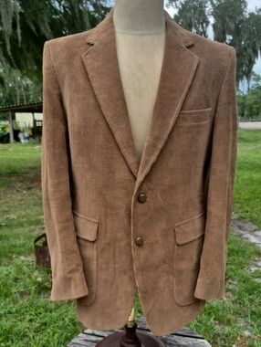 Vintage Mens Brown Brookford Corduroy 2 Button Blazer Jacket Sports Coat 42 Long